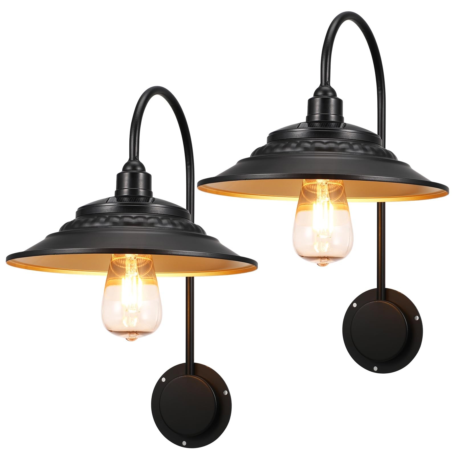 XIFEINIU Solar Barn Lights Upgrade, 2PCS Waterproof Wall Light Fixture, Rustic