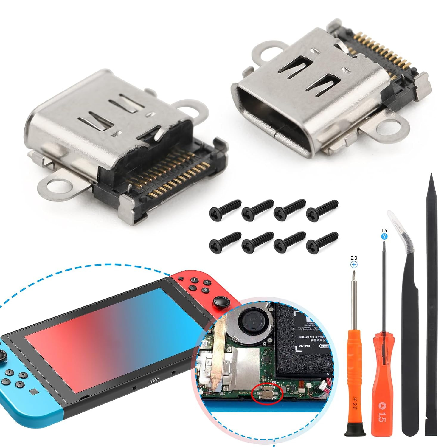 2 Pack for Switch Charging Port Replacement for Switch Dock Connector NS Switch