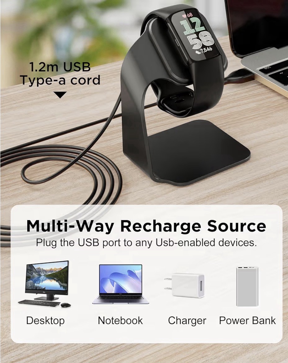 Charging Stand Dock Replacement for Fitbit Charge 6, Charge 5 and Luxe