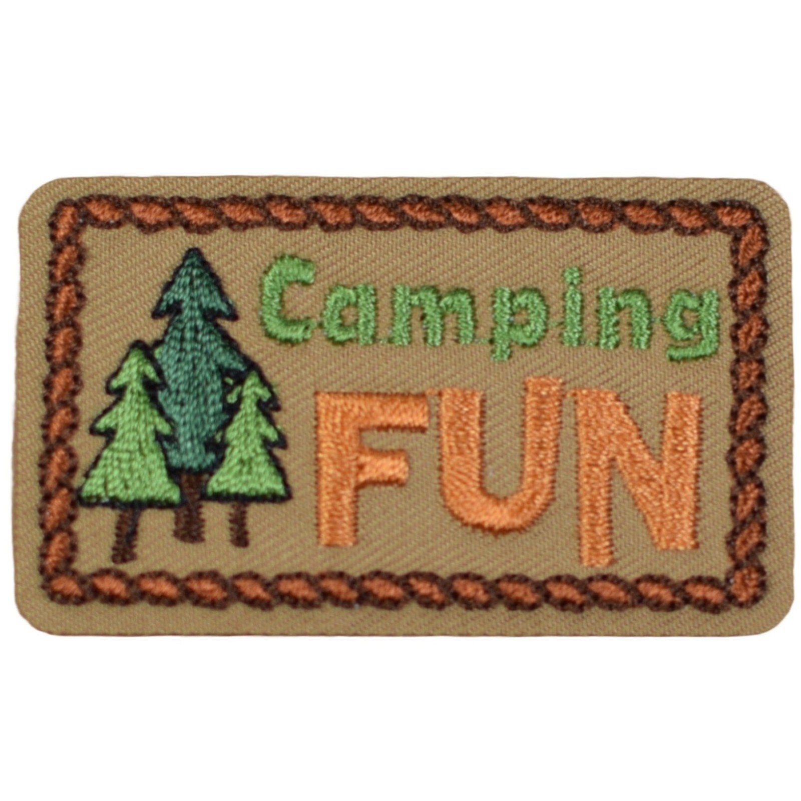 Camping Fun Applique Patch - Camping Hiking Backpacking Badge 2-1/8" (Iron on)