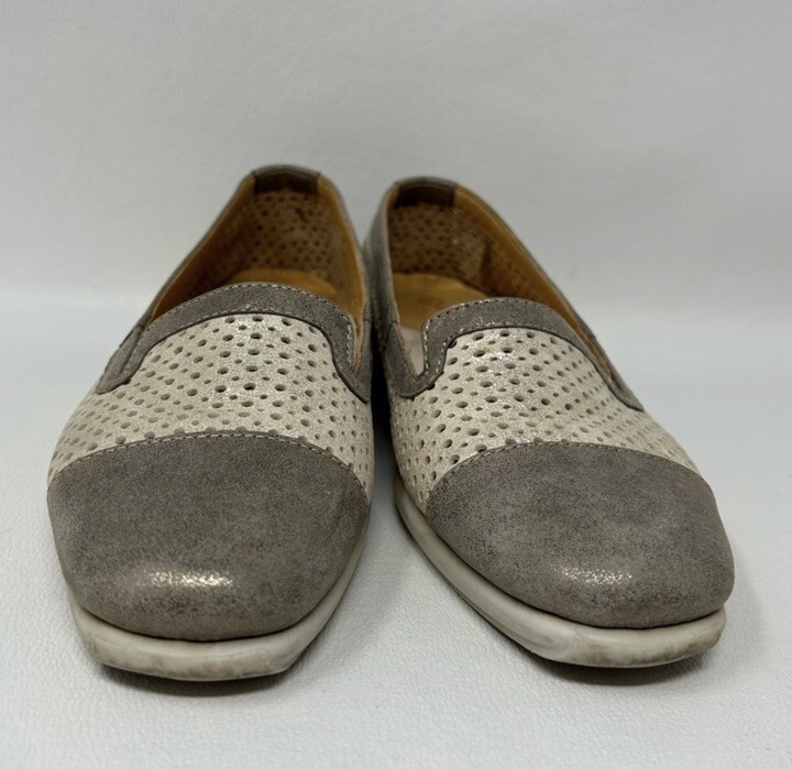 Unity in Diversity Metallic Perforated Cap Toe Slip On Flats, Women’s Size EU 36