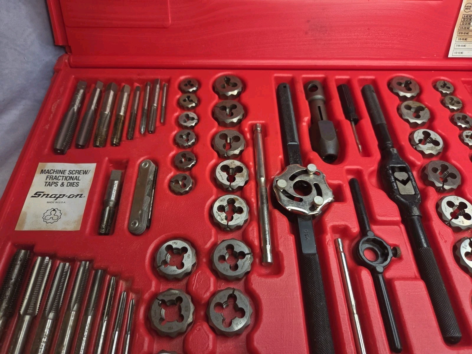 Nice Snap On TDTDM500A 76 Piece Tap & Die Set (Missing One Die )