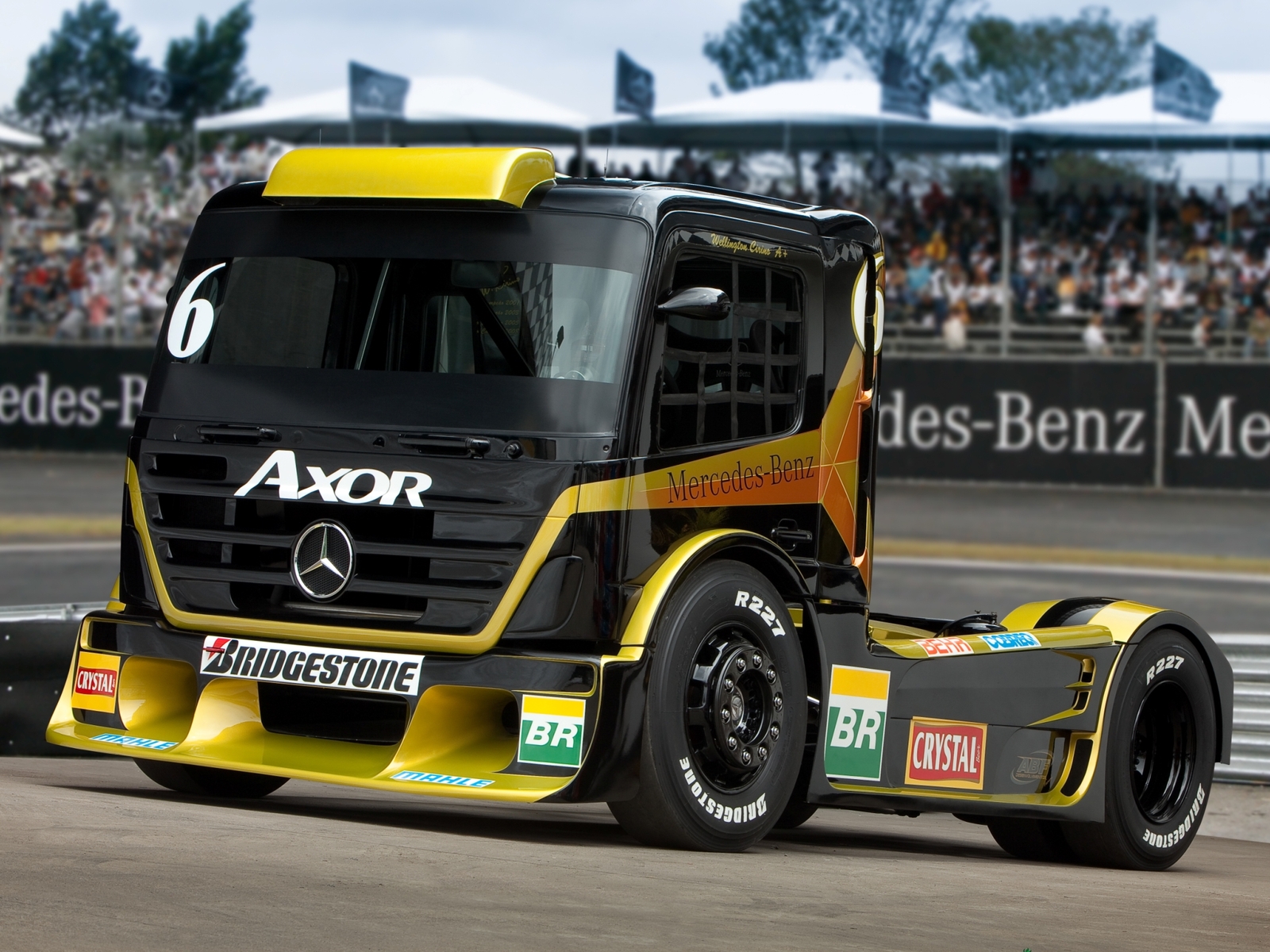 Cars 2011 mercedes benz axor formula truck tractor semi Desk Mat Stitched