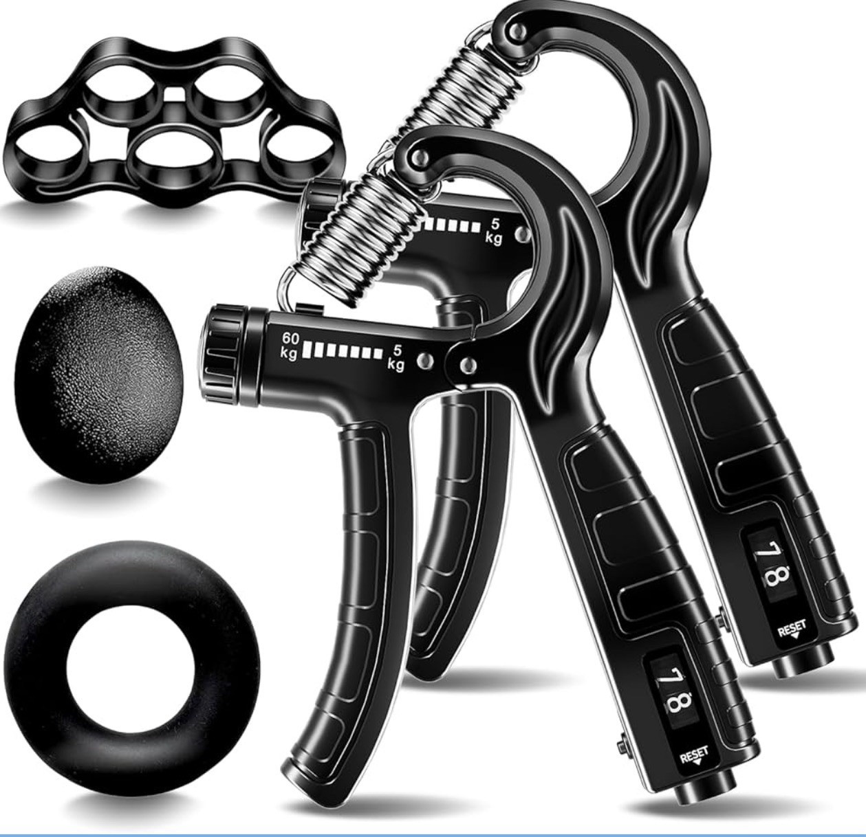 Grip Strength Trainer, Hand Gripper Strengthener Set 5-Pack New Open Box