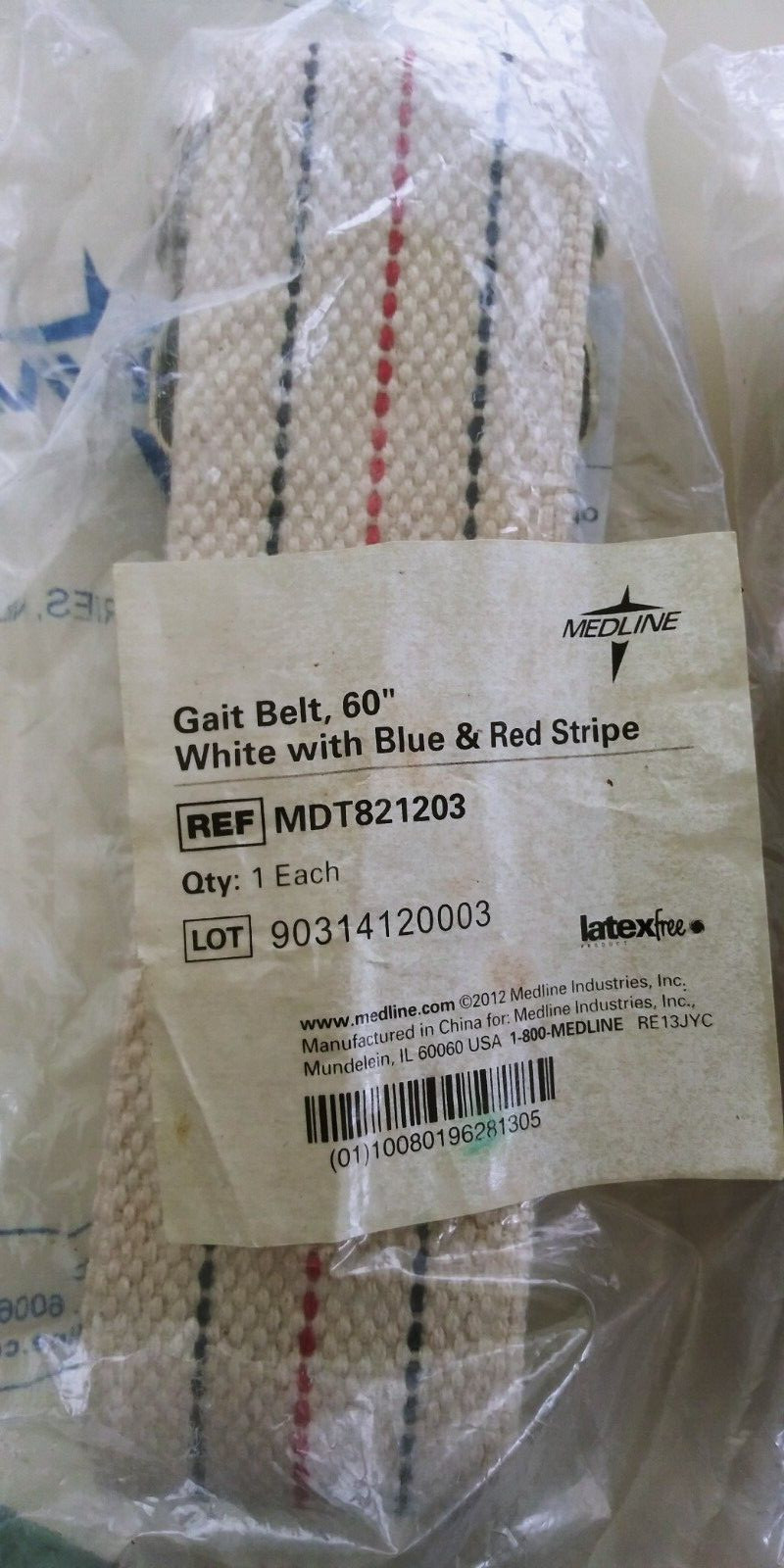 Medline MDT821203 Gait Transfer Belt 60” Washable Chrome Metal Buckle -FREE SHIP