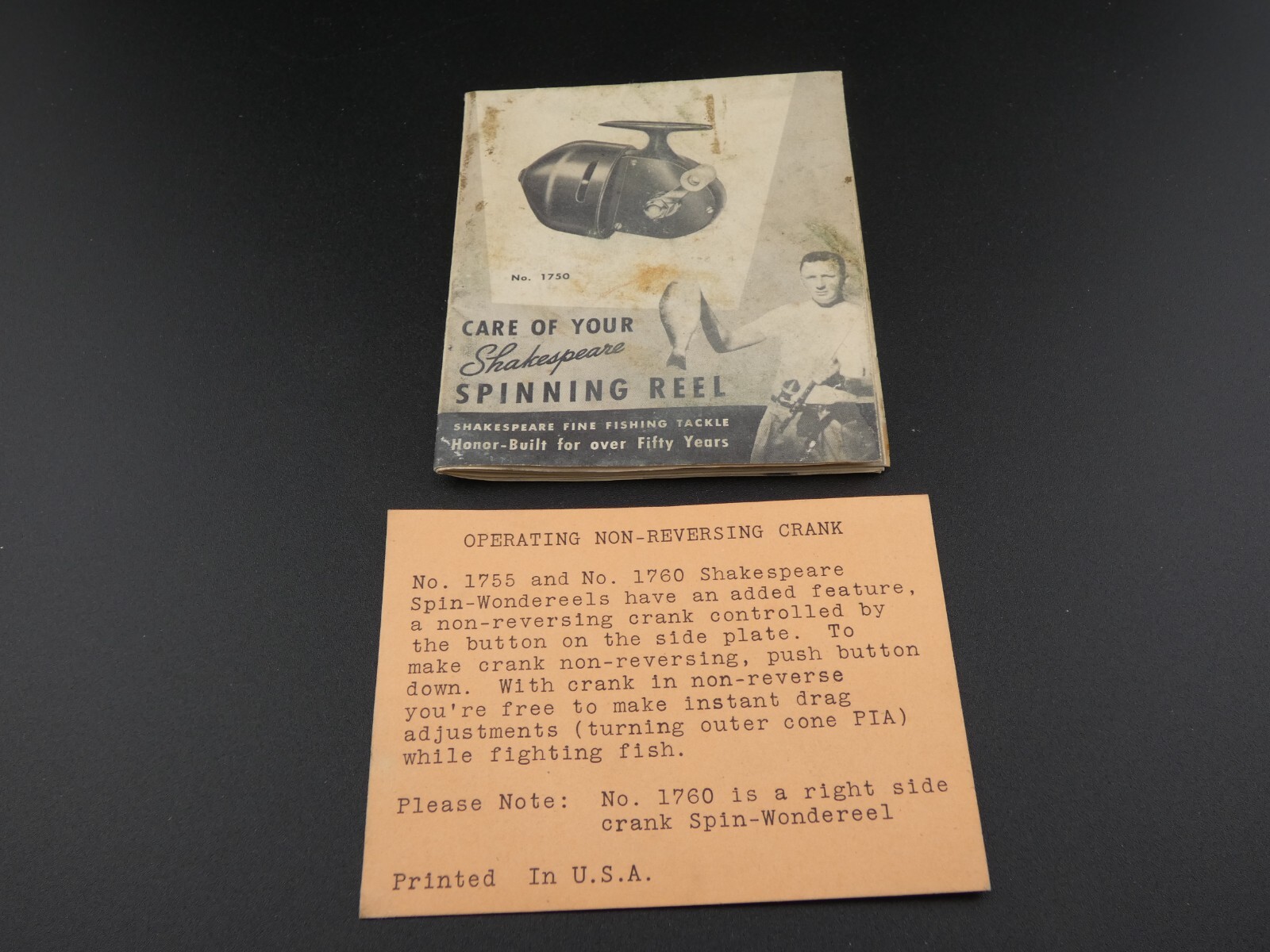 Shakespeare Fishing Reel No. 1750 Spin Cast Manual parts List Instruction Manual