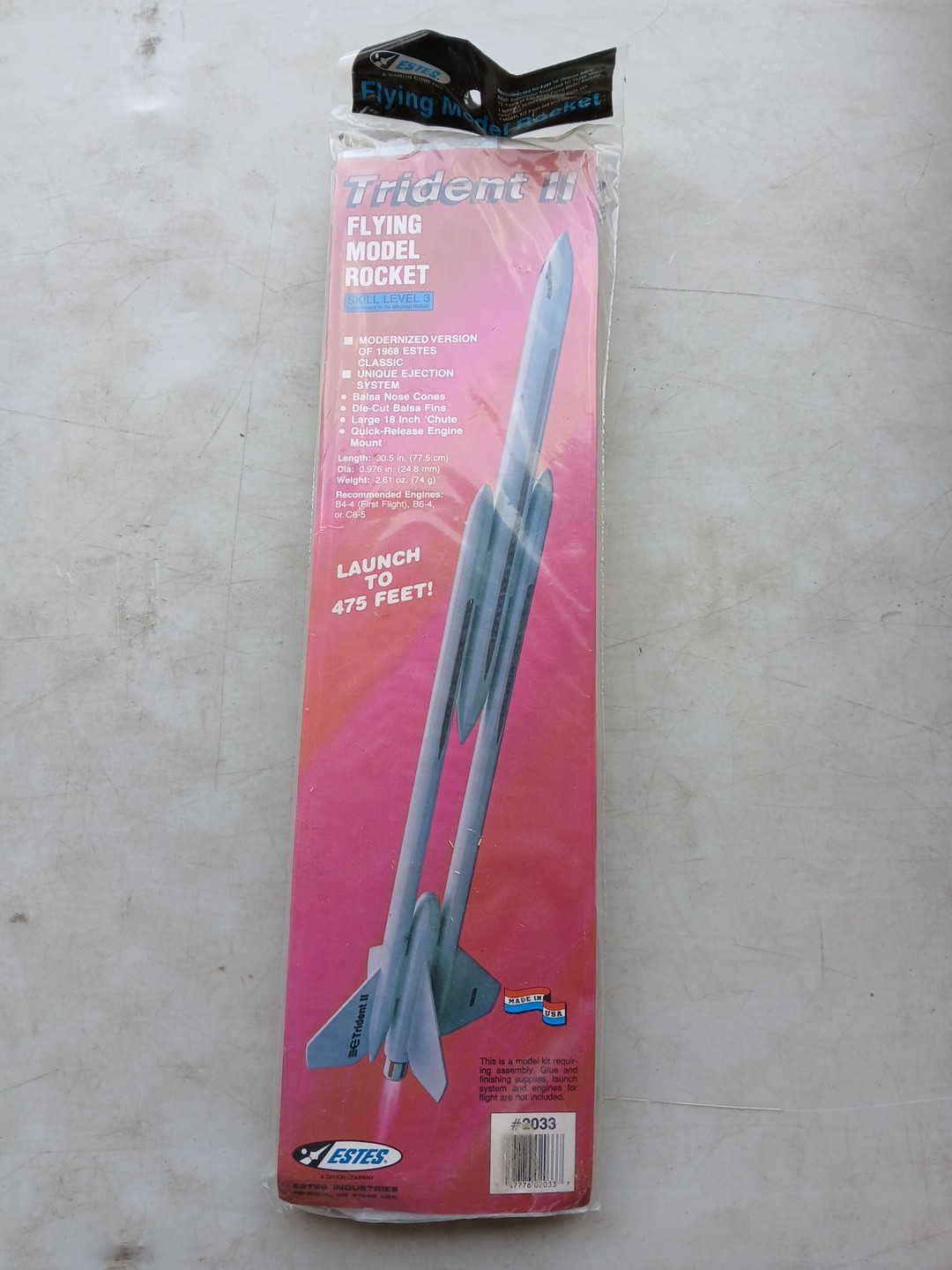 Estes Trident II #2033 New Model Rocket Kit Rare New Old Stock