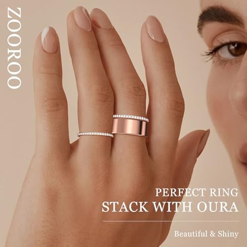 2-Pack 14K Gold Plated Stackable Bands for Oura Ring 5/Oura Ring 8 Rosegold