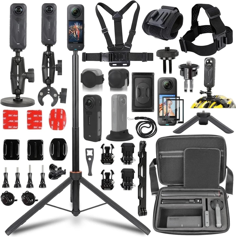 Accessories Kit for Insta360 X5,Included Carrying Case with Belt,135Cm Selfie St