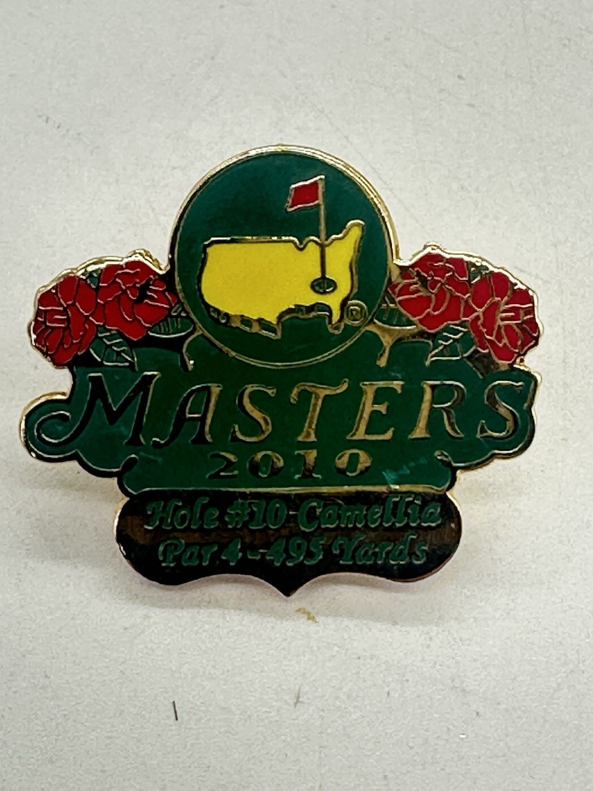 2010 Masters Golf Commemorative Pin Phil Mickelson Hole 10 Camellia Augusta