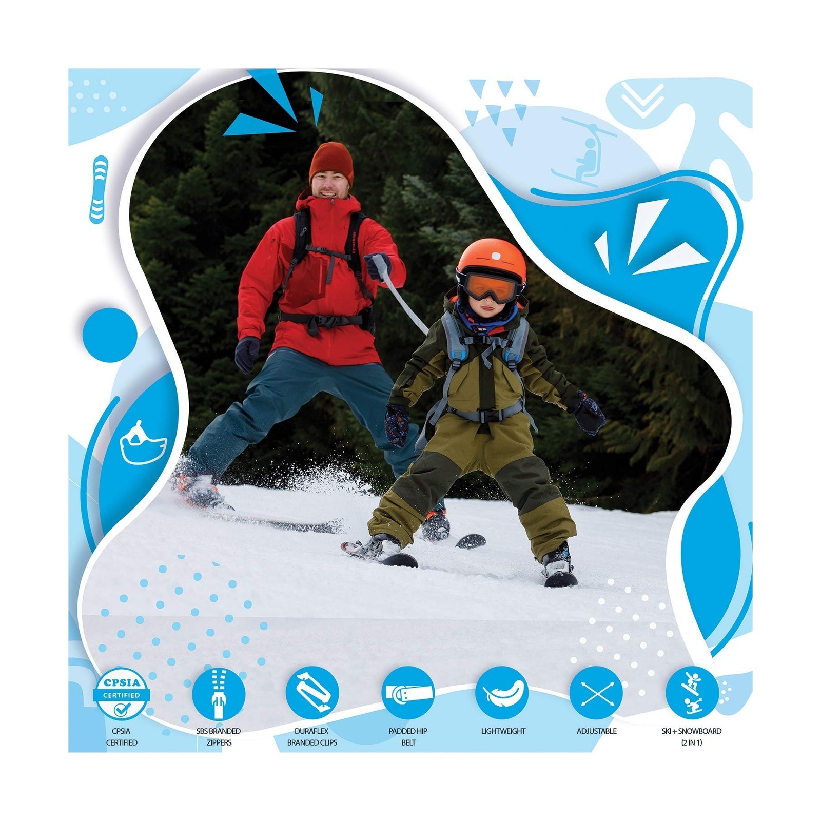 Ski & Snowboard Training Harness + Ski & Pole Carrier Bundle - Teach Your Chi...