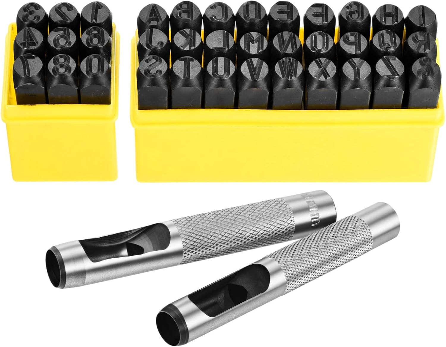 36PCS Metal Stamping Kit, 25/64" (10Mm) Steel Number and Letter Punch Set, Inclu