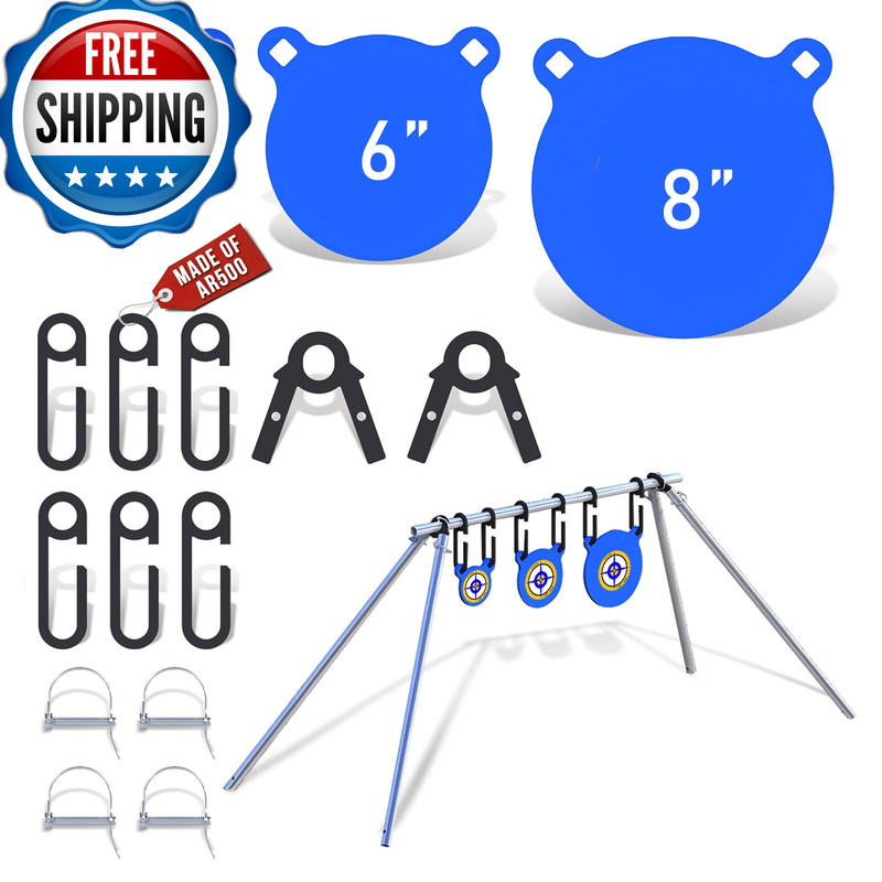 Atflbox 3/8 Ar500 Steel Target Combo Set 4 6 8 Ar500 Gong Targets Complete