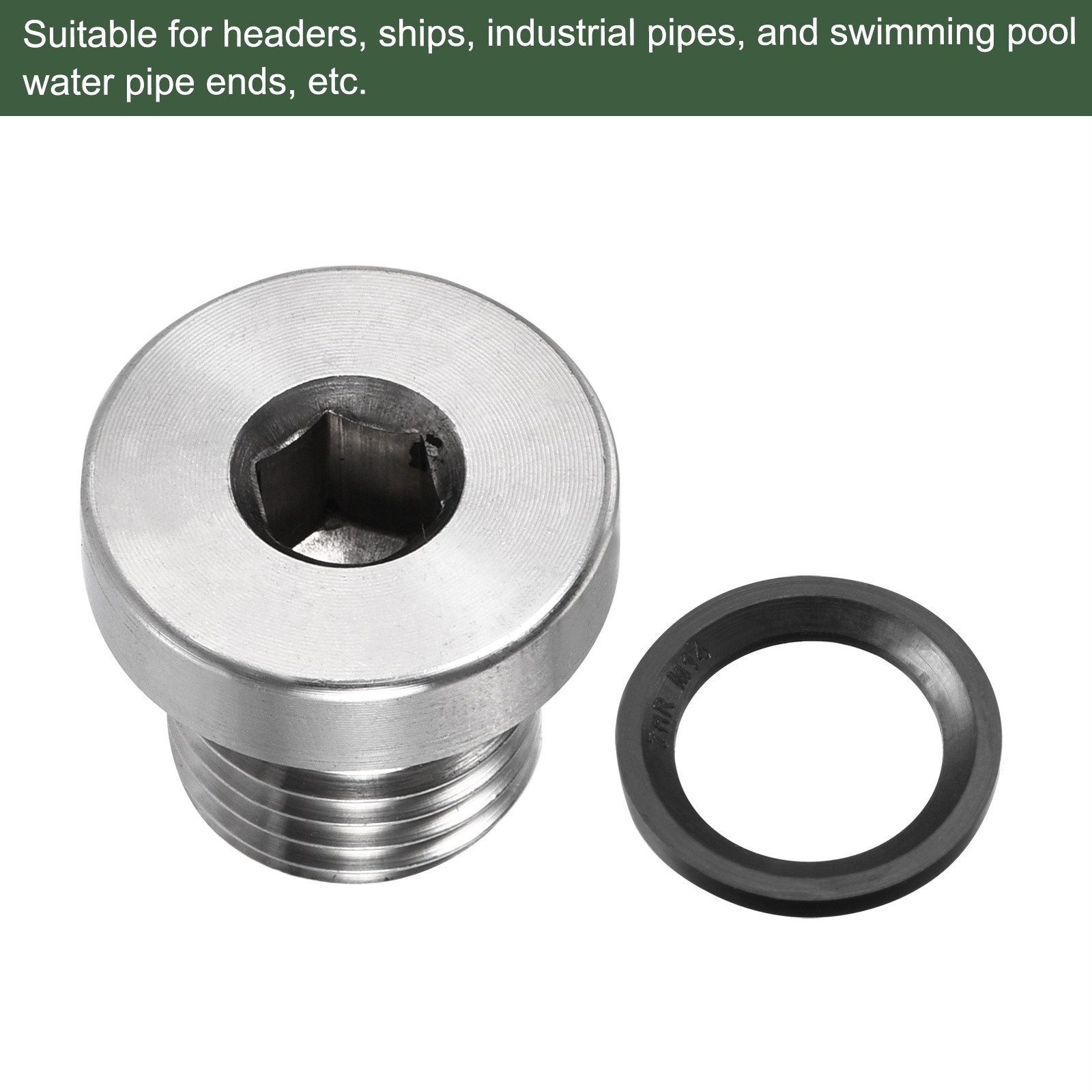 M14 x 1.5 Stainless Steel Internal Hex Head Socket Pipe Fitting (Silver)