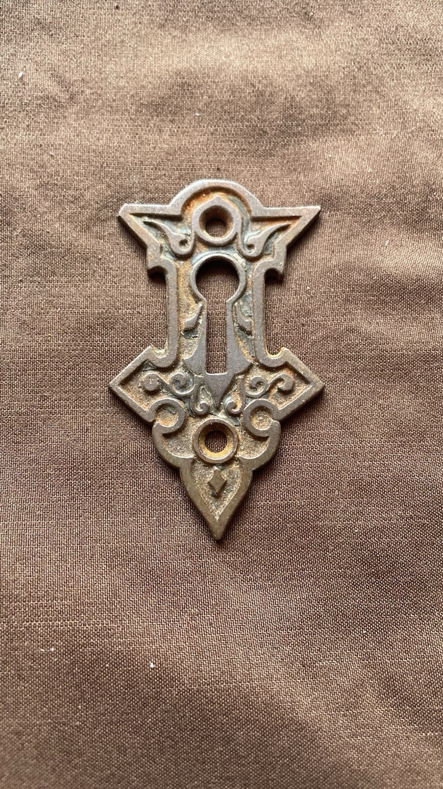 Antique Eastlake Victorian Mortise Door Lock  Key Escutcheon Ornate