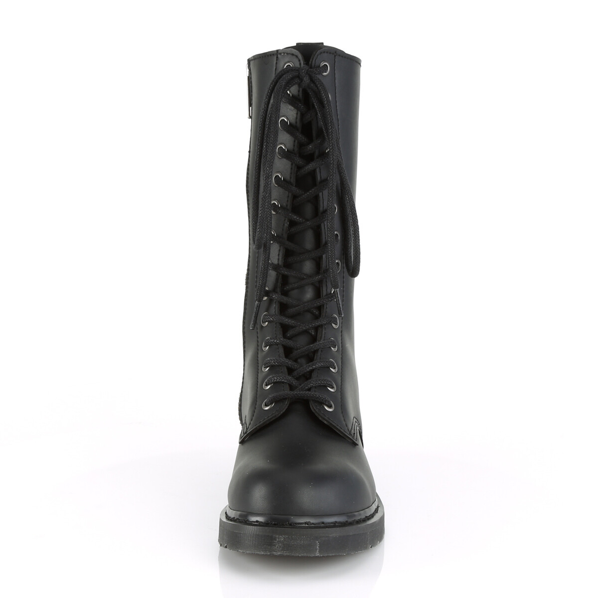 DEMONIA BOLT-300 Men's Unisex Punk Biker Black Buckles Lace Up Calf Ankle Boots