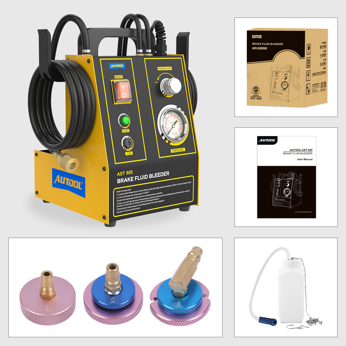 Electric Brake Bleeder Kit Car Brake Fluid Vacuum Pressure Pump Oil Change Tool