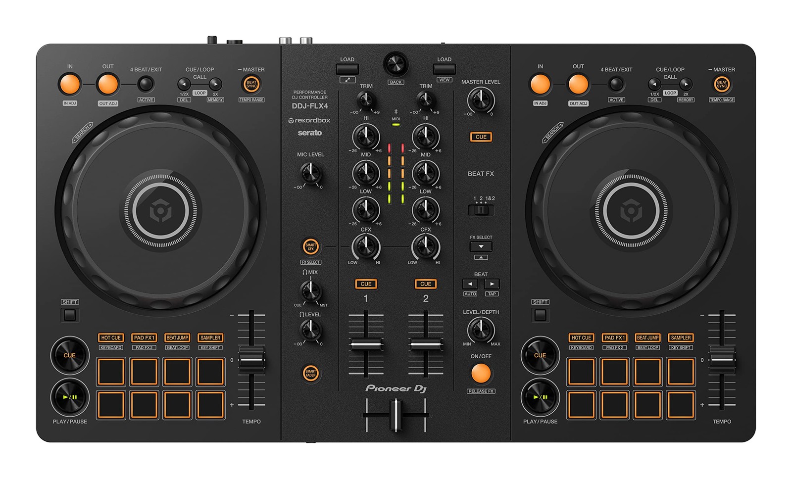 Pioneer DJ DDJ-FLX4 2-deck Rekordbox and Serato Controller - Graphite