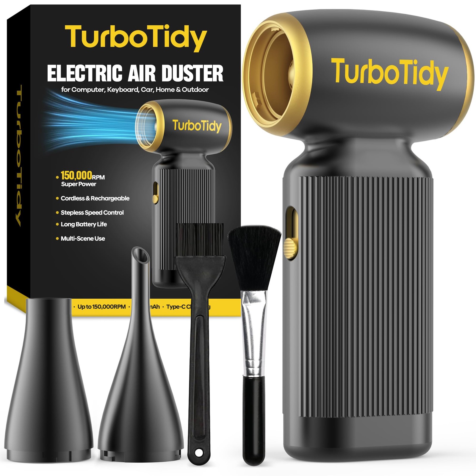 Compressor, Duster, Cordless Compressor & Dust Buster, 150K RPM Brushless Lea...