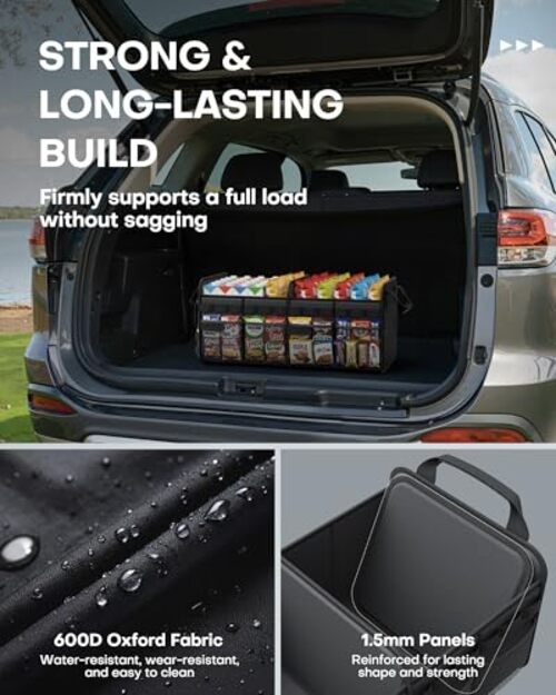 Tactical Car Trunk Organizer - Foldable Trunk Organizer for SUV Medium Black