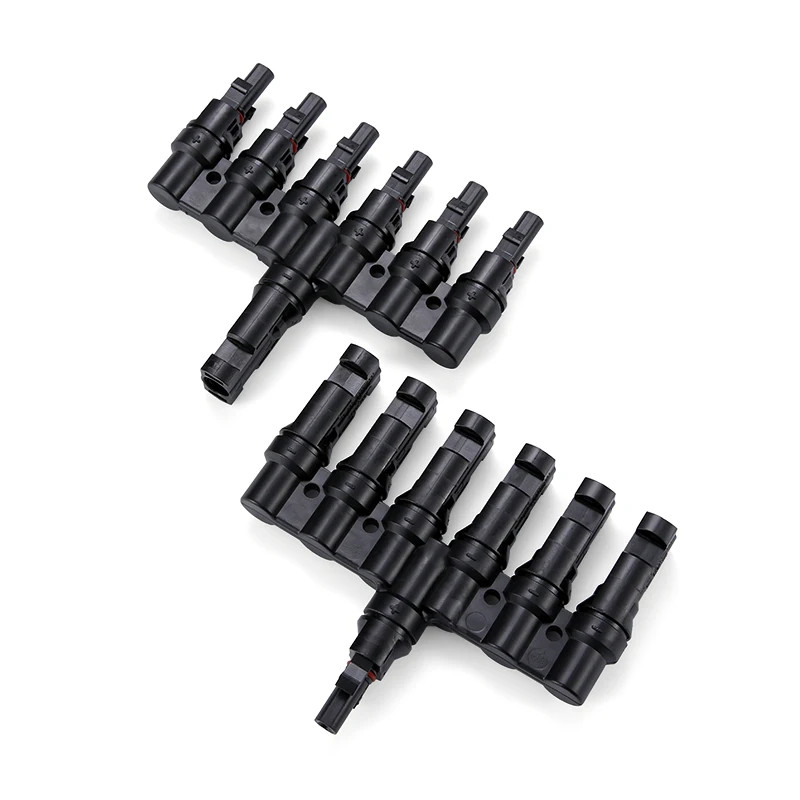 1 Pair Branch Connector 6-in-1 1000V 30A Parallel IP67 Waterproof MC4 Type