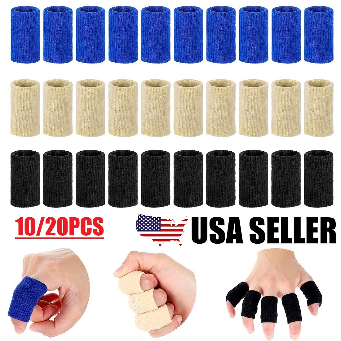 20Pcs Finger Trigger Splint Sleeves Corrector Support Brace Protector Sport USA