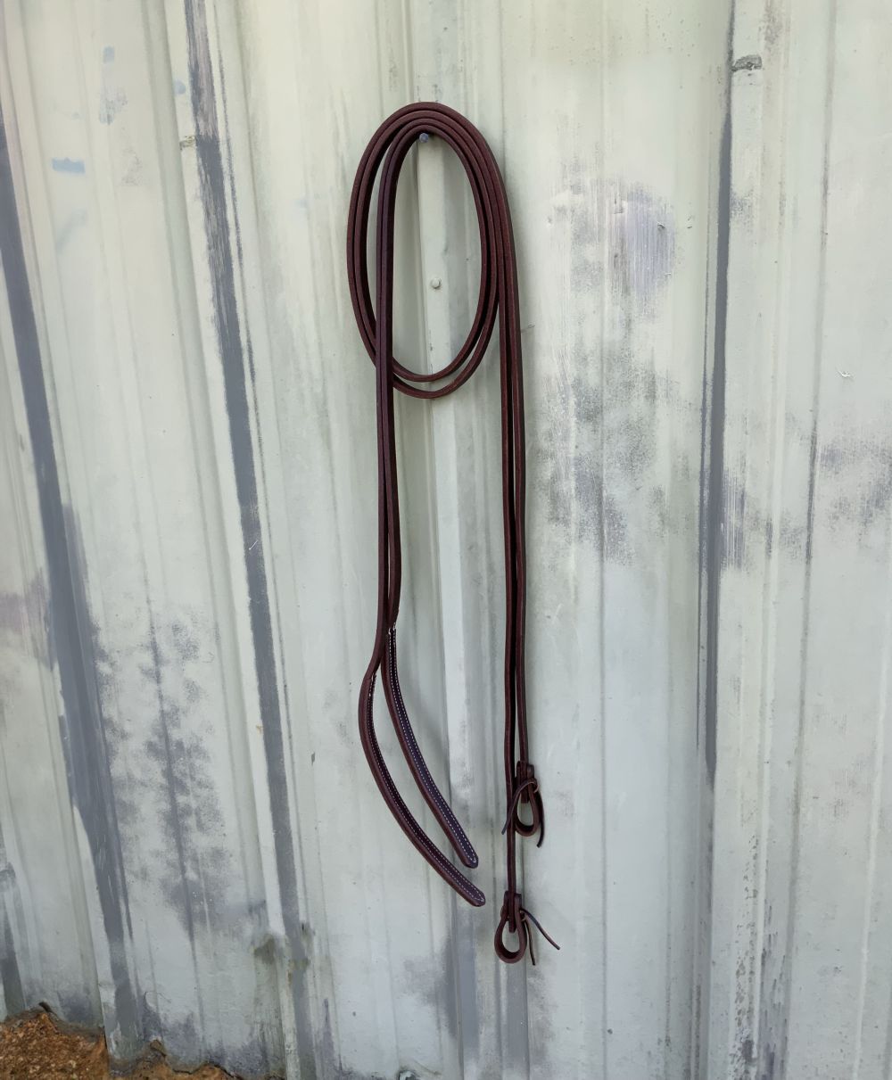 8' x 5/8" Oiled Harness Leather Split Reins with Weighted Ends