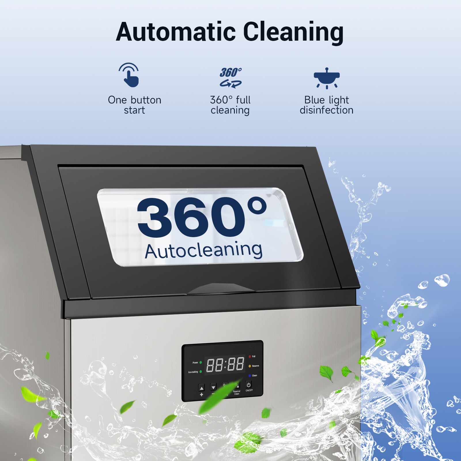 Commercial Ice Maker 150lbs/24H Freestanding Ice Cube Machine with 80 Ice Cubes