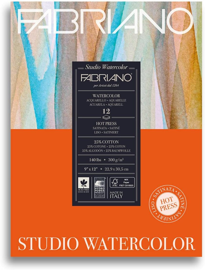 9" x 12" Hot Press Watercolor Pad 140 lb 12 Sheets Art Paper Acid Free