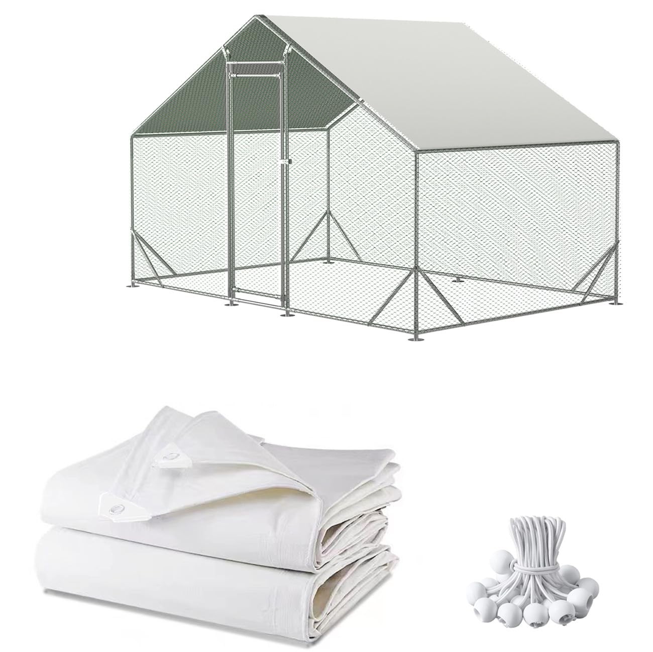 Chicken Coop Cover Waterproof and UV, 11.3 * 6.3 FT Chicken Run Cover for Winter