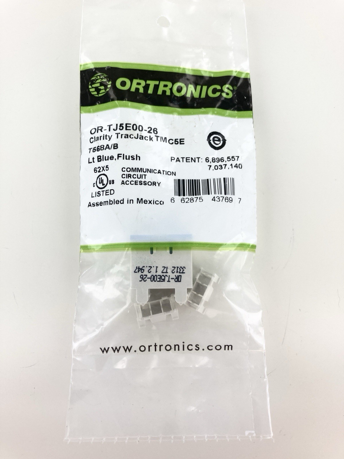 LOT OF 5 - Ortronics OR-TJ5E00-26 Clarity TracJack Cat5e 180 Degree Flush Blue