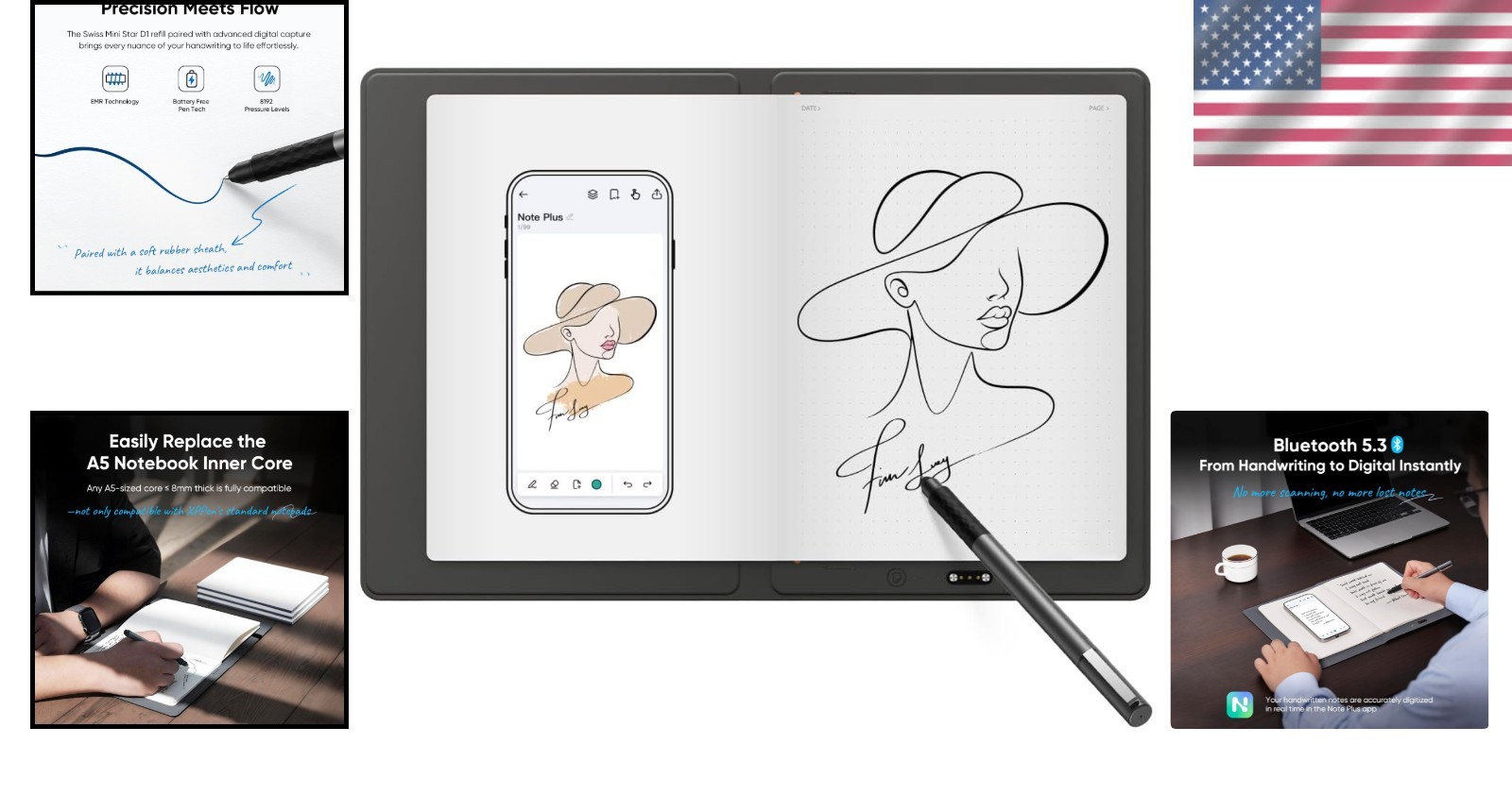 XPPen Note Plus Digital Notebook with Pen Syncs to