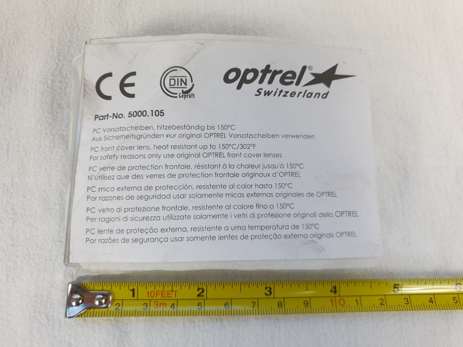Sperian Optrel 5000.105 Front Cover Lens - pack of 10 - to 150C - Unused Opened