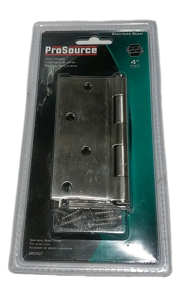 ProSource 4x4)" RESIDENTIAL DOOR HINGE, STEEL, Silver 2Pc Set