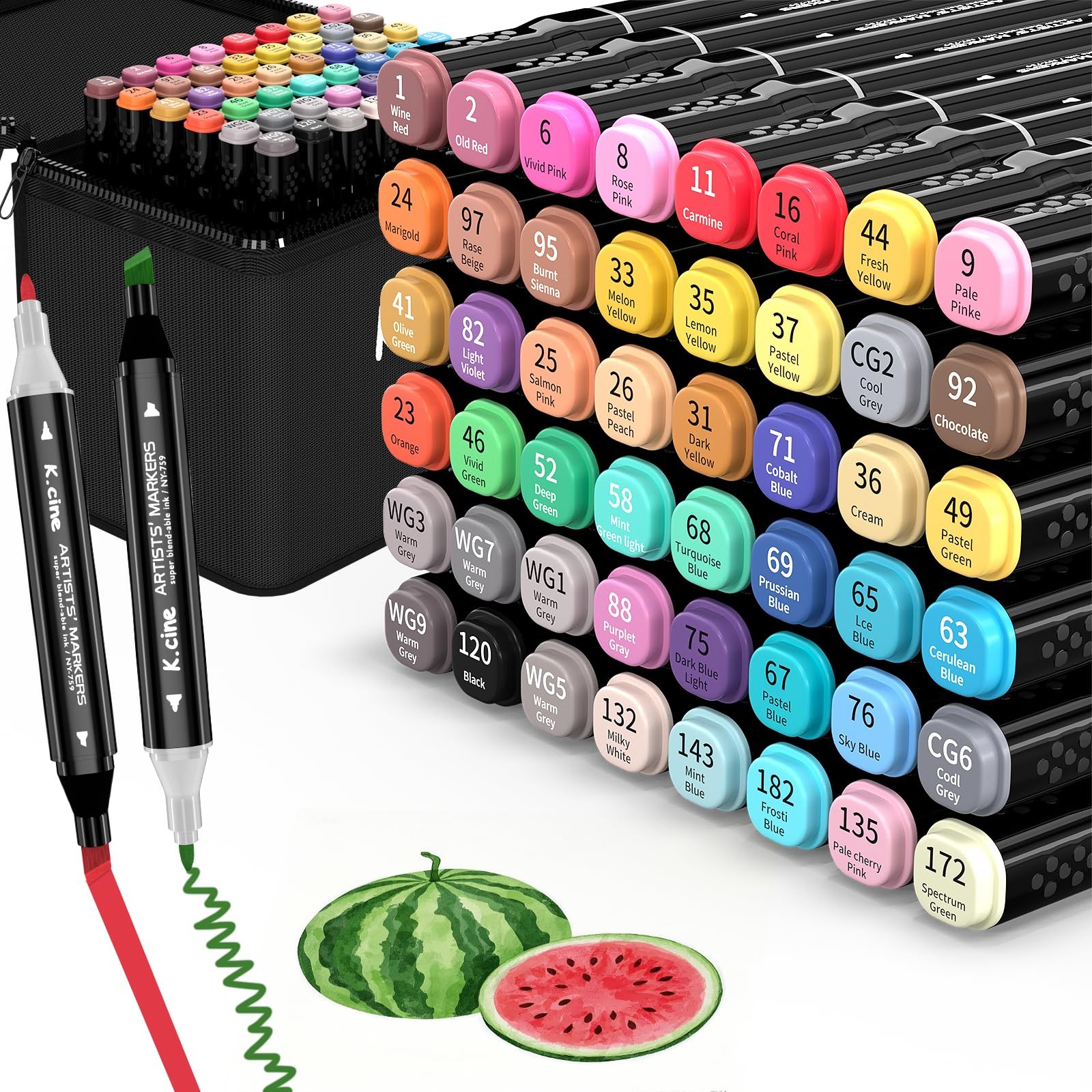 KJSHUANGTANG Alcohol Markers, 48 Colors Dual 48 Count (Pack of 1), 48