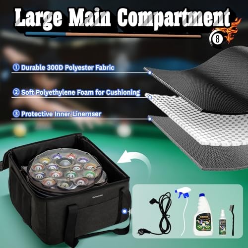 Pool Ball Cleaner Storage Bag, Compatible with Most Pool Ball Cleaner