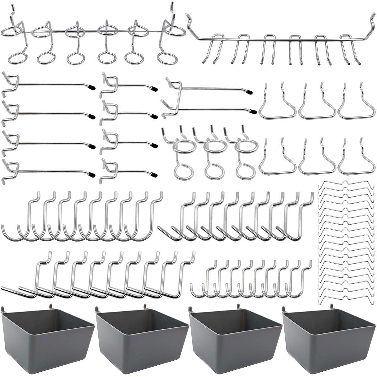 FRIMOONY Pegboard Hooks Assortment with Pegboard Bins, Peg Locks, for Organi...