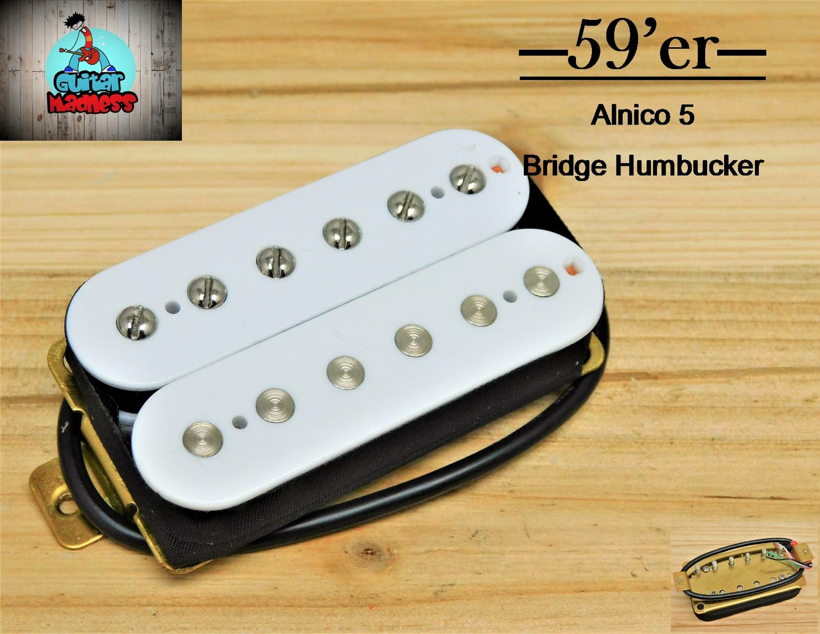 G.M. 59'er Alnico 5 White Humbucker Bridge (52mm) (4-wire) for Gibson Epiphone®