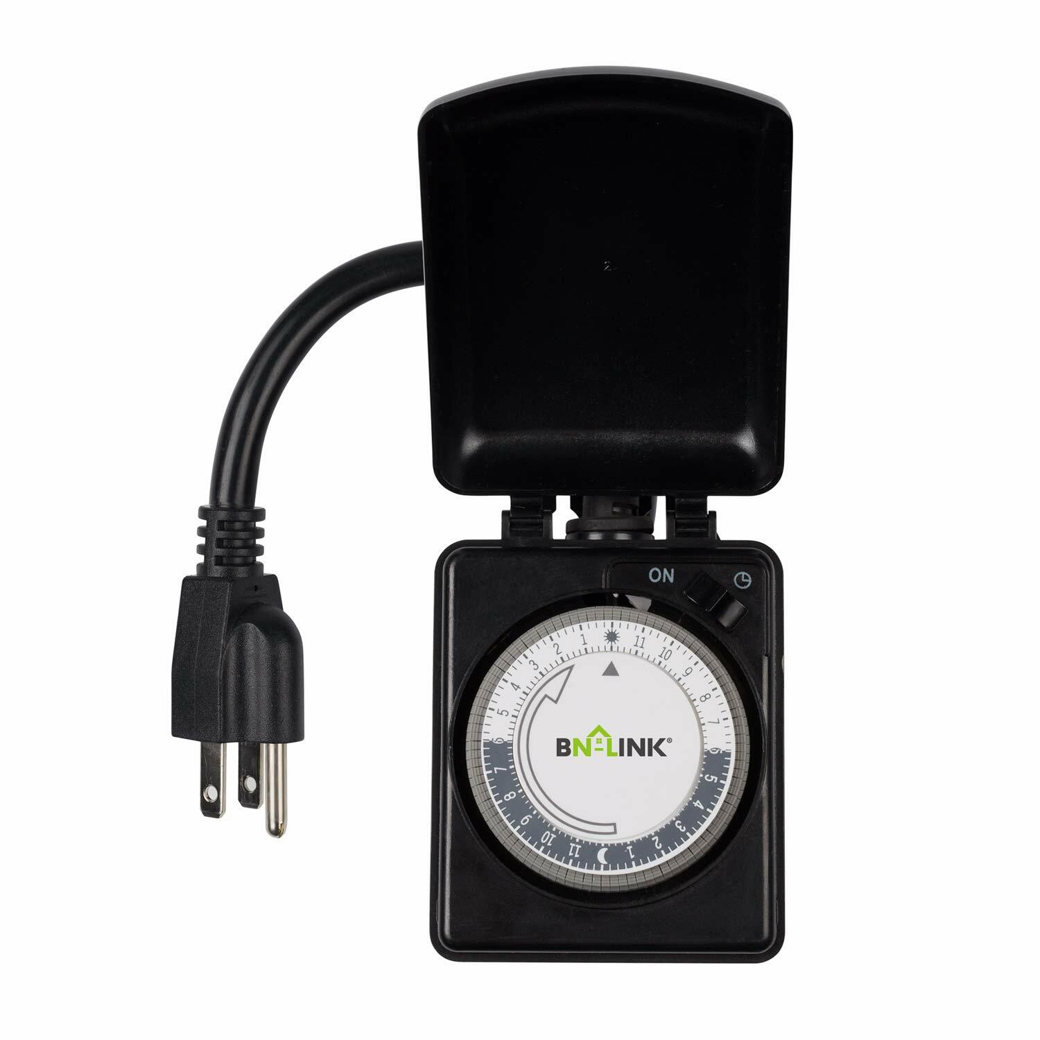 BN-LINK 24 Hour Mechanical Dual Outlet Outdoor Timer Plug in Heavy Duty Outlet