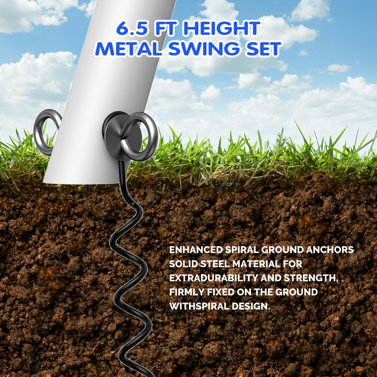 500lbs Heavy Duty Metal Swing Set for Kids Backyard with 50" Large Saucer Swing
