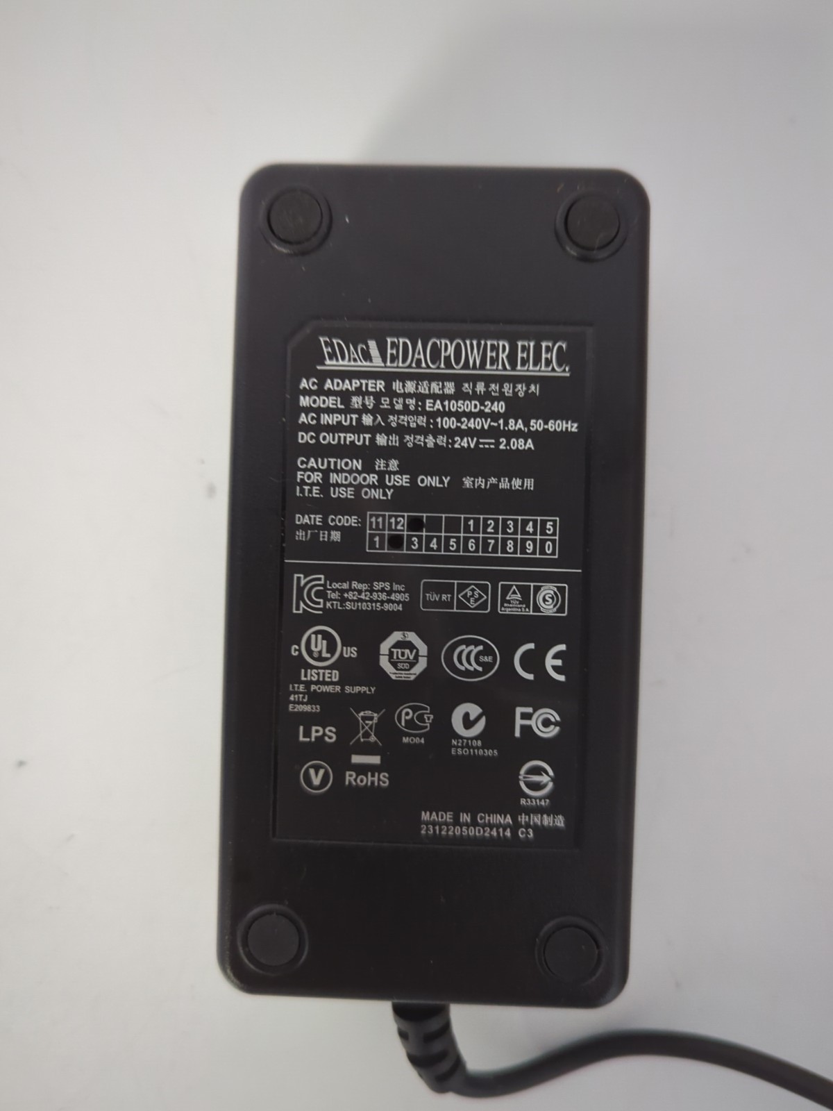 EDACPOWER ELEC AC ADAPTER EA1050D-240