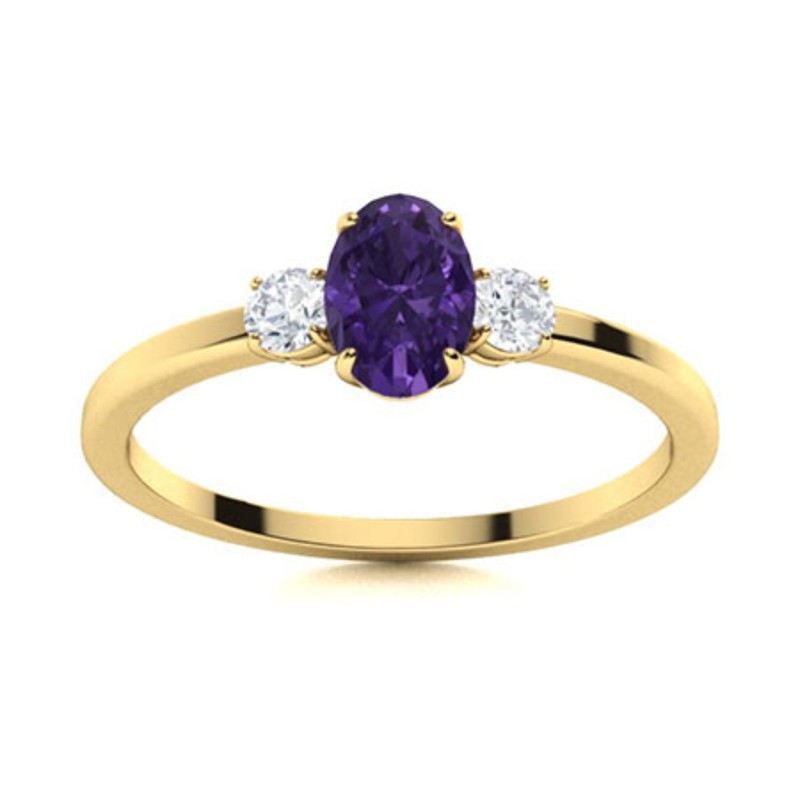 Amethyst Stone Statement Three-Stone Wife Boho Ring Jewelry Sterling Silver