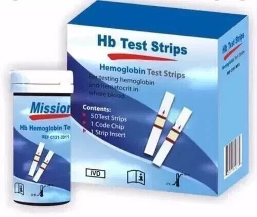 Mission Hemoglobin Test Strips pack of 50 free shipping worldwide