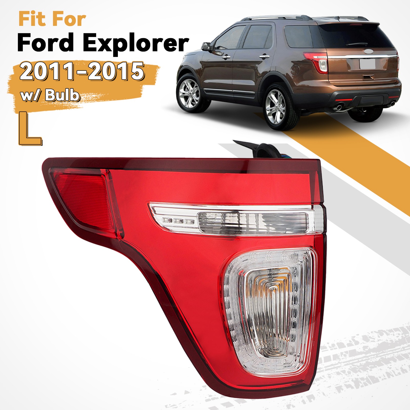 LED Tail Light For 2011-2015 Ford Explorer Red Clear With Bulbs Left Driver Side