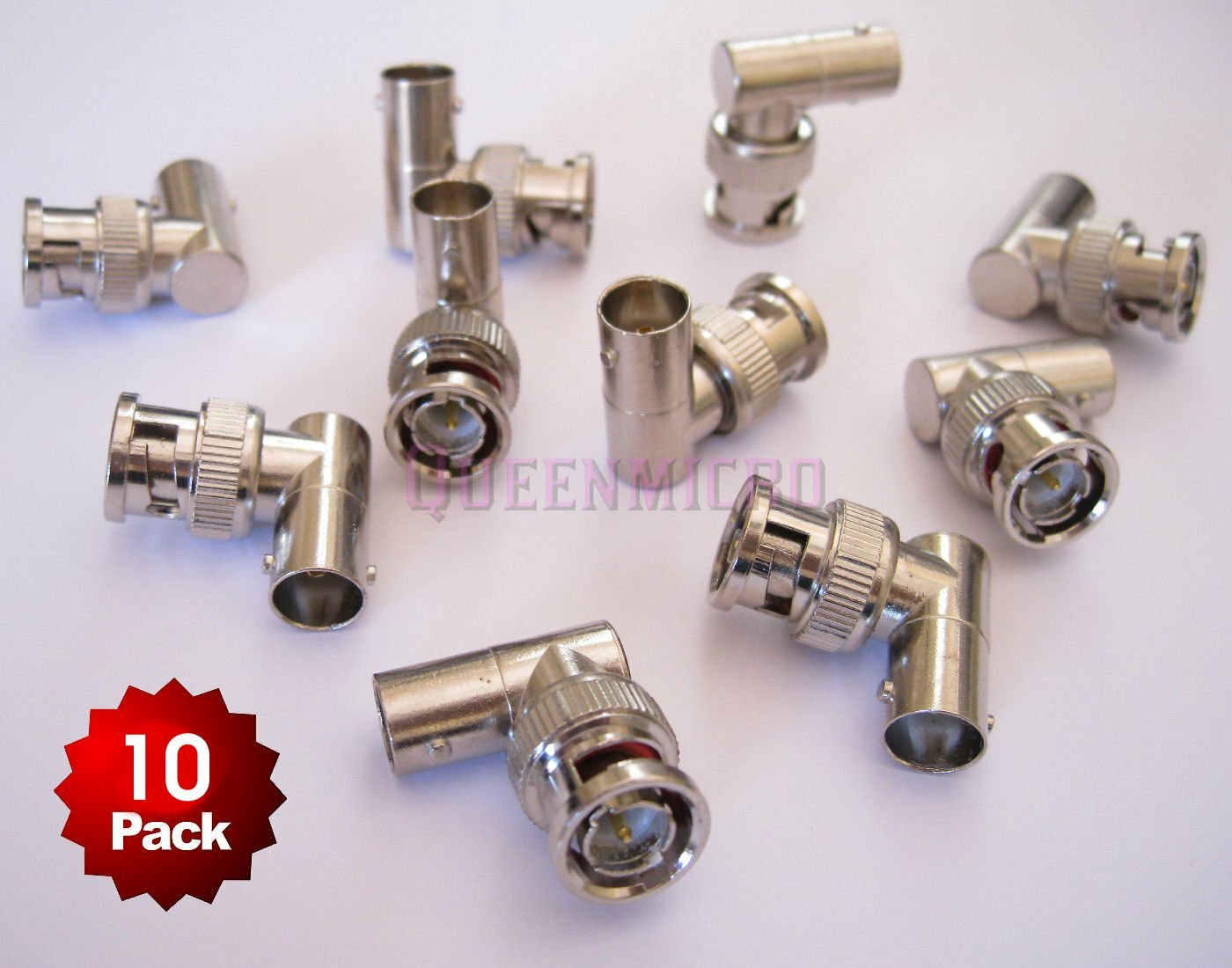 10 x BNC Male to Female Right Angle 90 Degree Video Connector Adapter Jack Plug