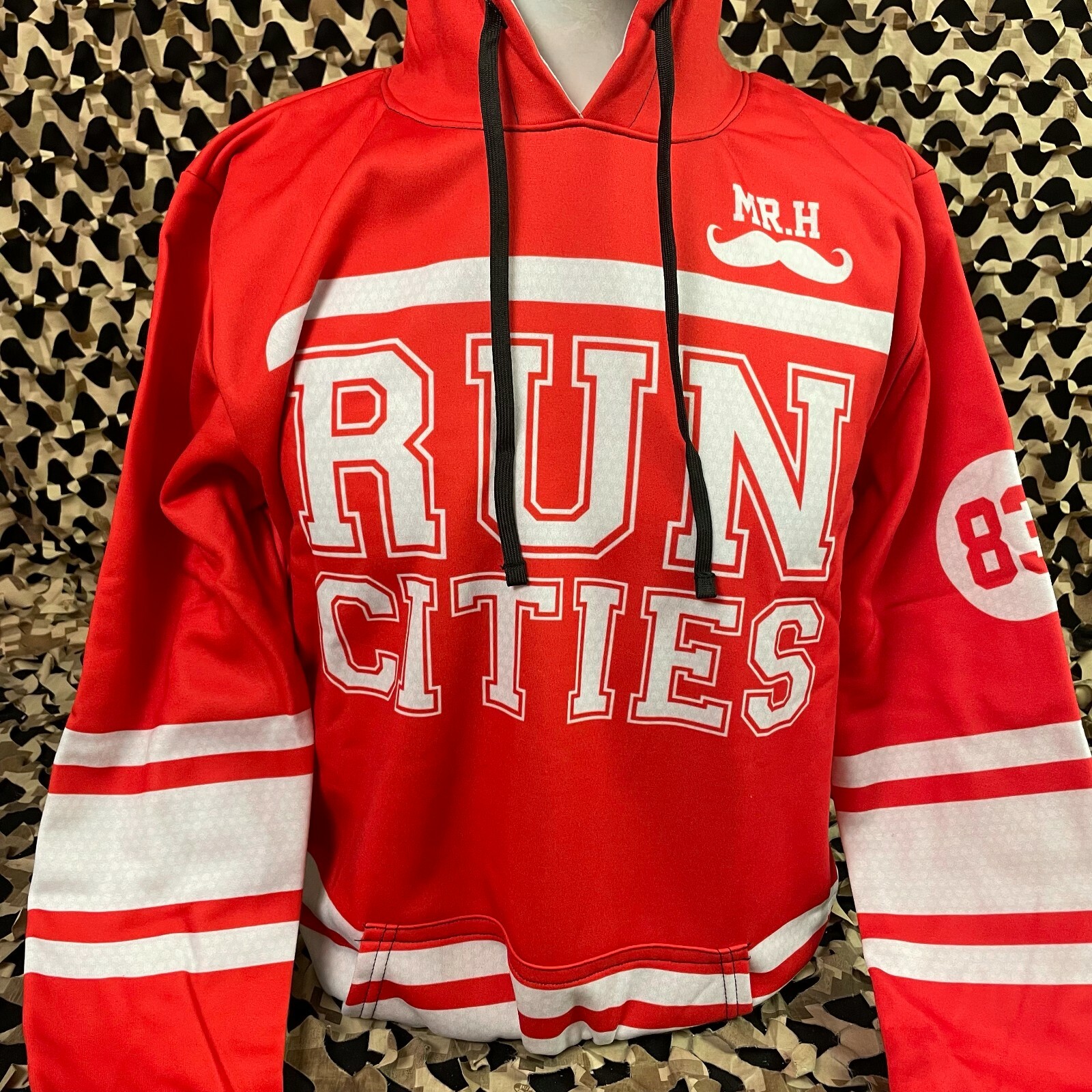 NEW HK Army Run Cities Pull Over Hooded Sweatshirt - Red - Medium