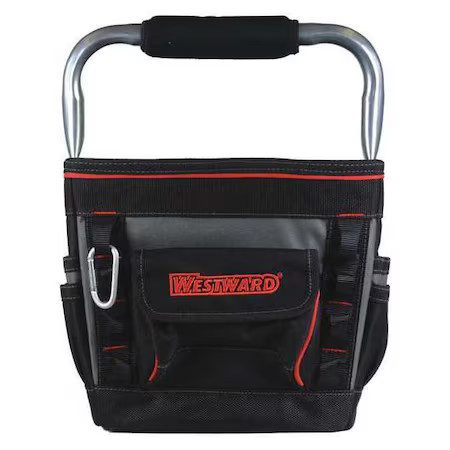 Westward 53Jw34 Tool Tote, General Purpose, 5 Pockets,  Black,  Polyester,  13