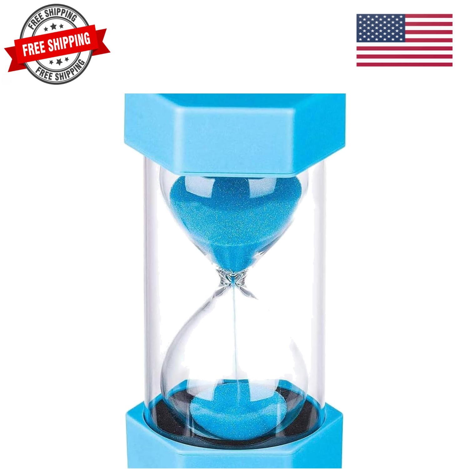 Hourglass Sand Timer 60 Minute: Plastic Sand Clock 60 Minute, Giant Blue Sand...