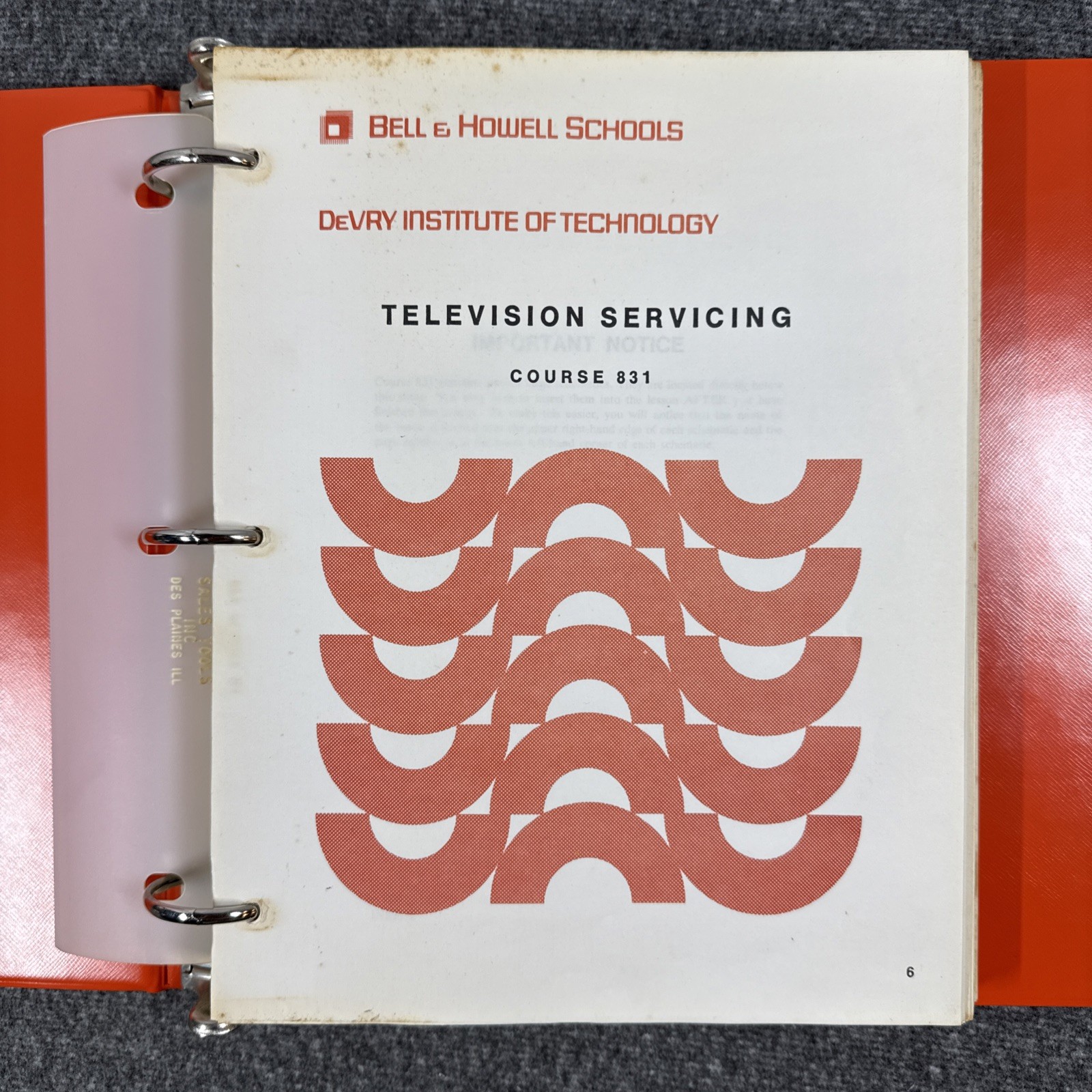 Bell & Howell Schools DeVRY Electronics Television Serving Course 831 - 10 Parts
