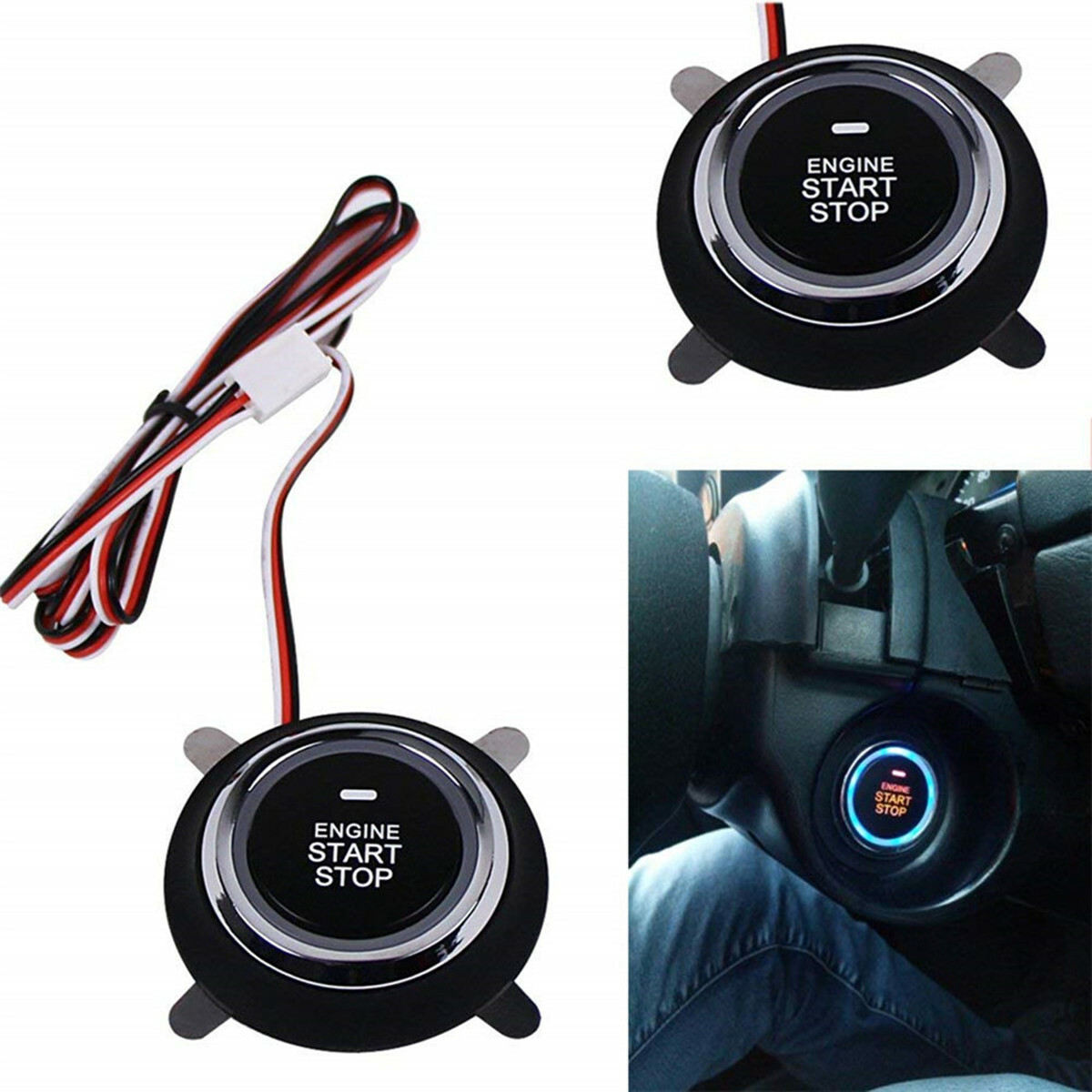 Car Keyless Entry Engine Start Stop Push Button Switch Ignition Starter Kit 12V